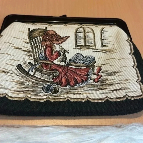 Woman’s Work Knitting Tapestry Kiss-lock Closure Clutch Wallet Faizah-10 Style - Picture 3 of 11